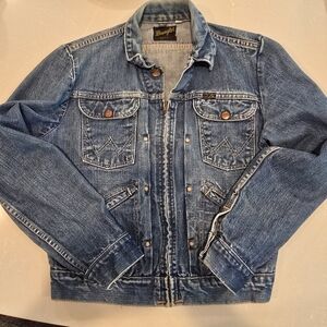 Vintage 60s 70s Wrangler 24MJZ Denim Jean Jacket Talon Zip Made in USA Size 38
